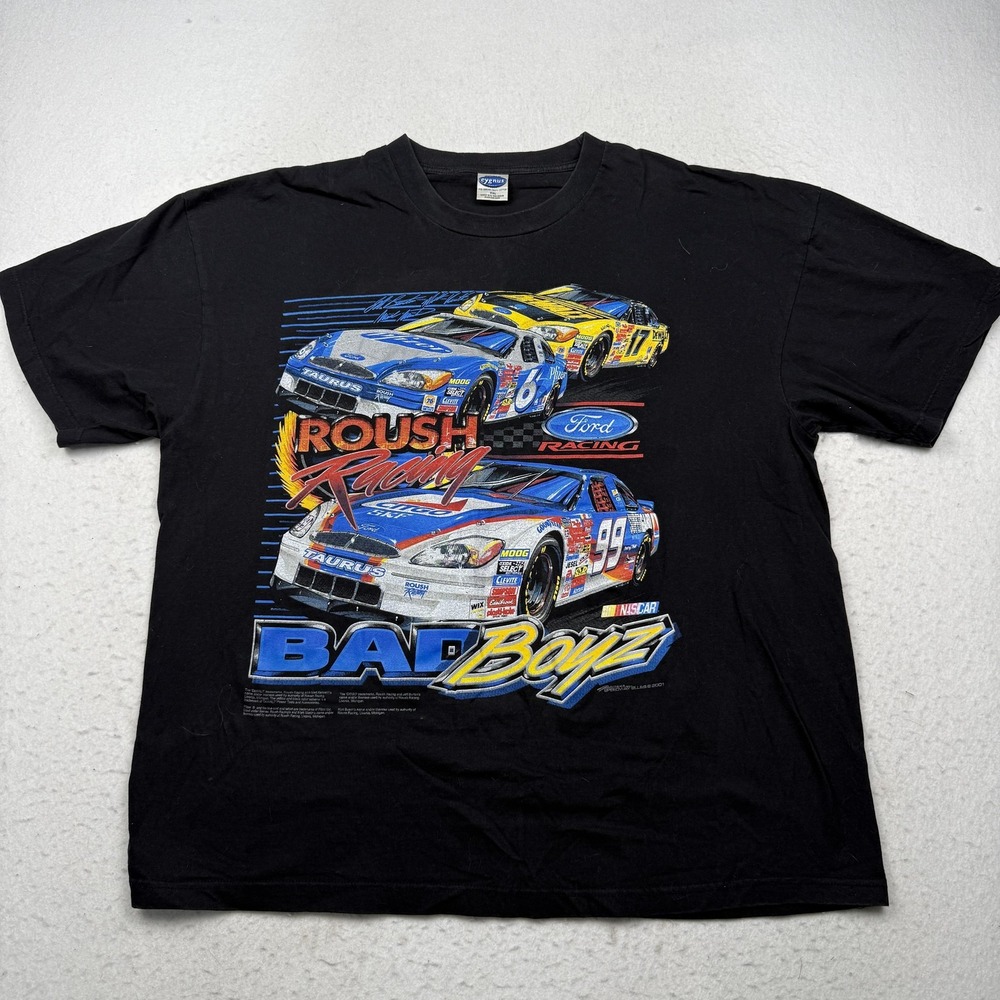 Vintage Roush Racing Shirt Mens 2XL Black NASCAR Auto Racing Ford Bad Boyz 2001